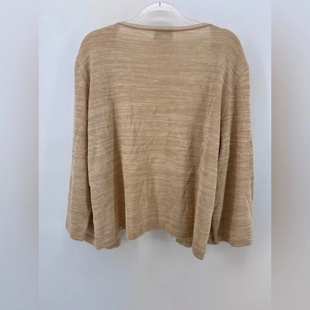 CHANEL Cardigan Twin Set 99P Beige Size 46 Tank Size 50 Cardigan Cotton